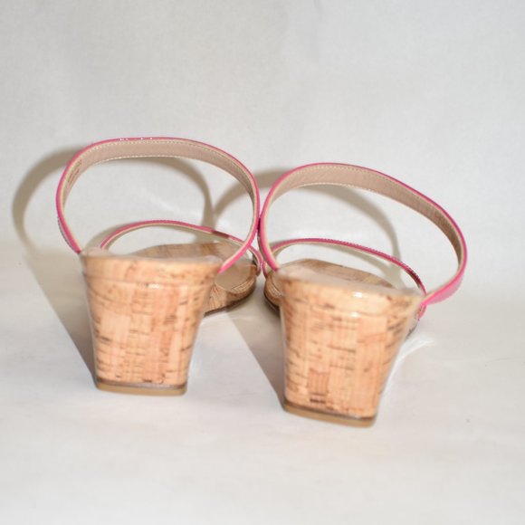 $450 Stuart Weitzman Aleena Wedge Slide Patent Cork mules magenta 10.5 (TC7) - Picture 5 of 7